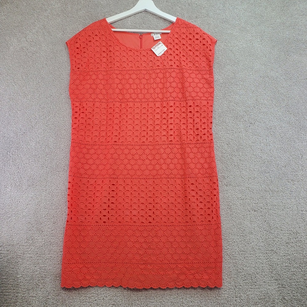 Cole Daniel Orange Eyelet Cap Sleeve Sheath Dress Size L‎ Cotton Blend